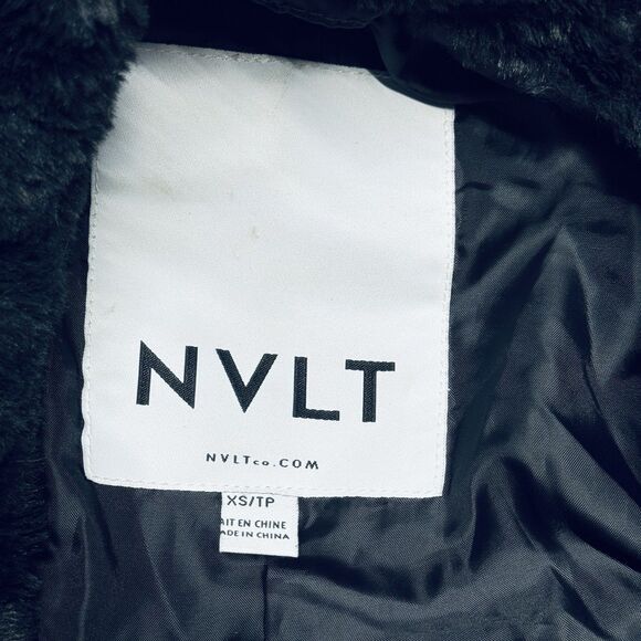 NVLT Dark Gray Plush Faux Fur Below the Knee Length Coat Fully Lined Size XS - Picture 4 of 6